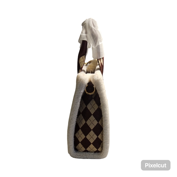 NWOT Red and Cream Tote Bag with strap and purse charm - Picture 6 of 11